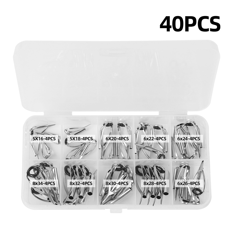 10/40pcs Fishing Rod Guide Rin - مراجعة Fishing Rod Tip Replacement وسعره