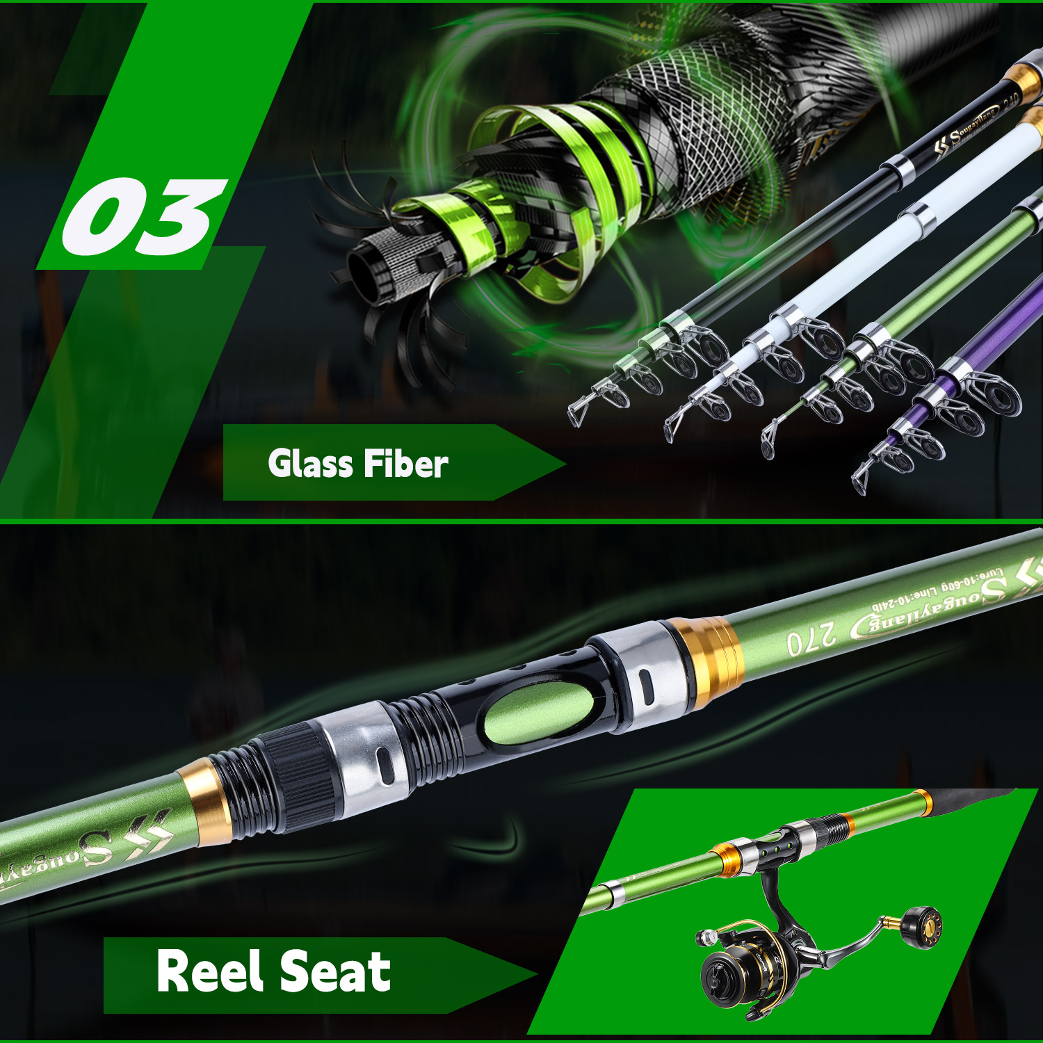Sougayialng spinning fishing r - مراجعة Fishing Rod Combo وسعره