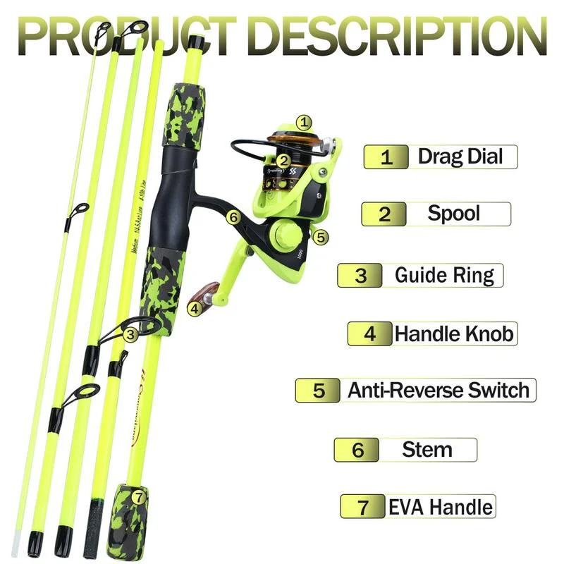 Sougayilang Portable 5 Section - مراجعة Fishing Rod Combo وسعره