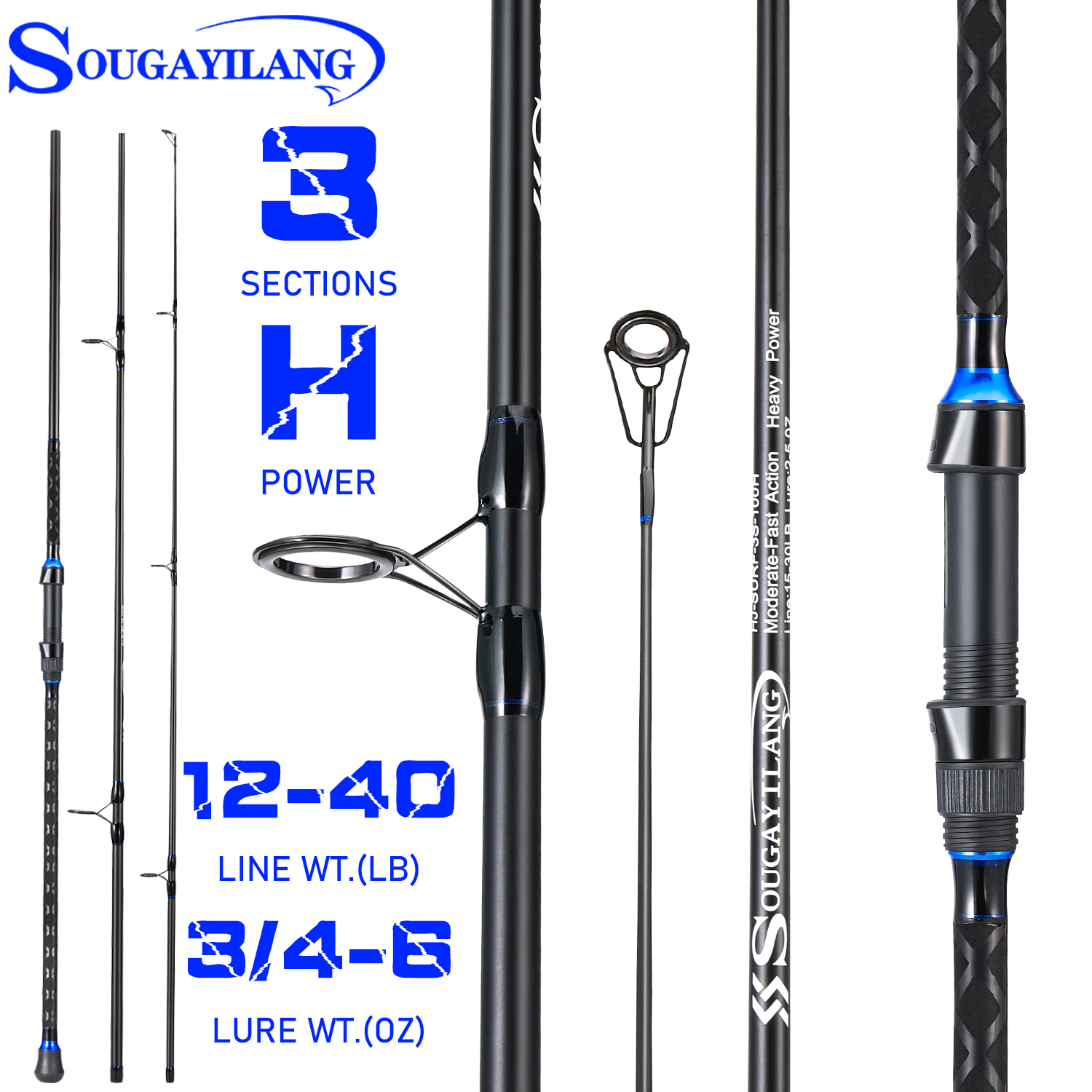 Sougayilang 3sections Spinning - مراجعة Fishing Rod Surf وسعره